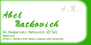 abel matkovich business card